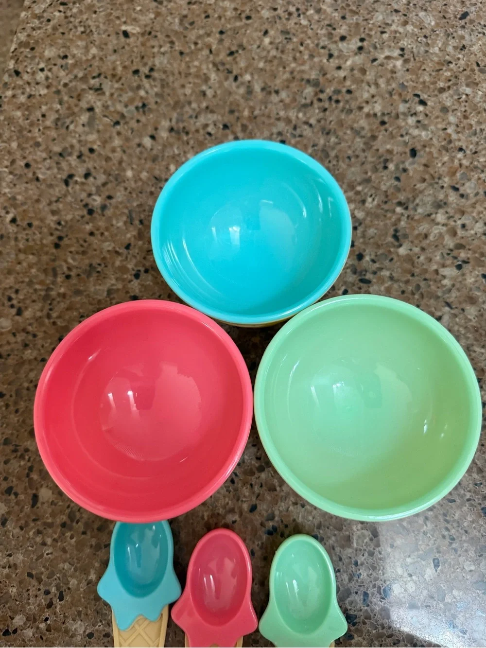 Colorful Ice Cream Scoop Bowls with Matching Spoons - Set of 3